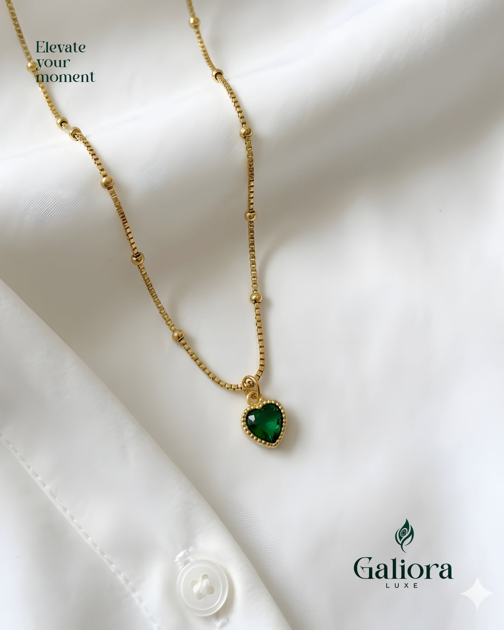 Emerald Heart Pendant Necklace