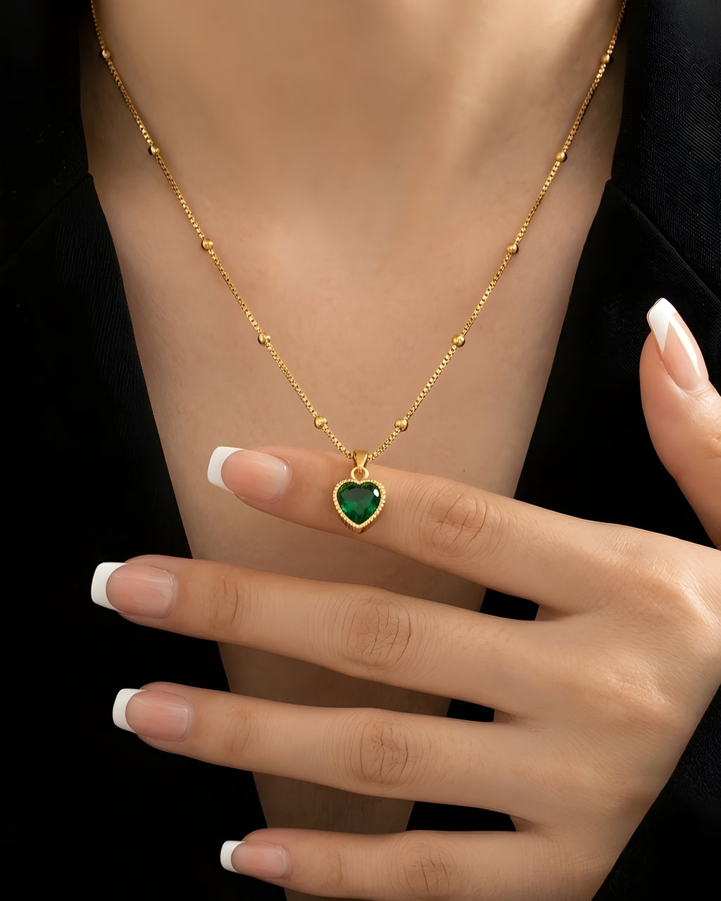 Emerald Heart Pendant Necklace