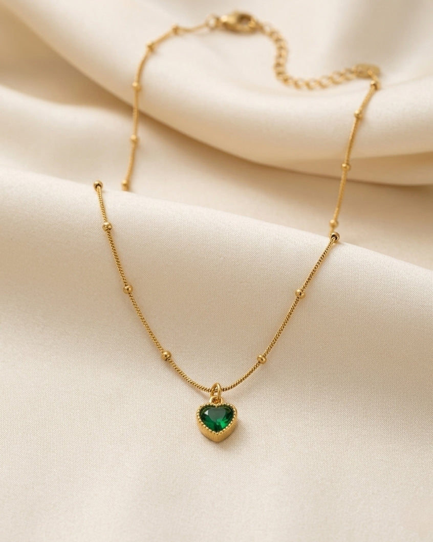 Emerald Heart Pendant Necklace