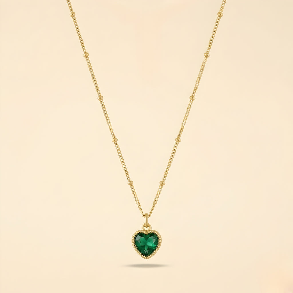 Emerald Heart Pendant Necklace