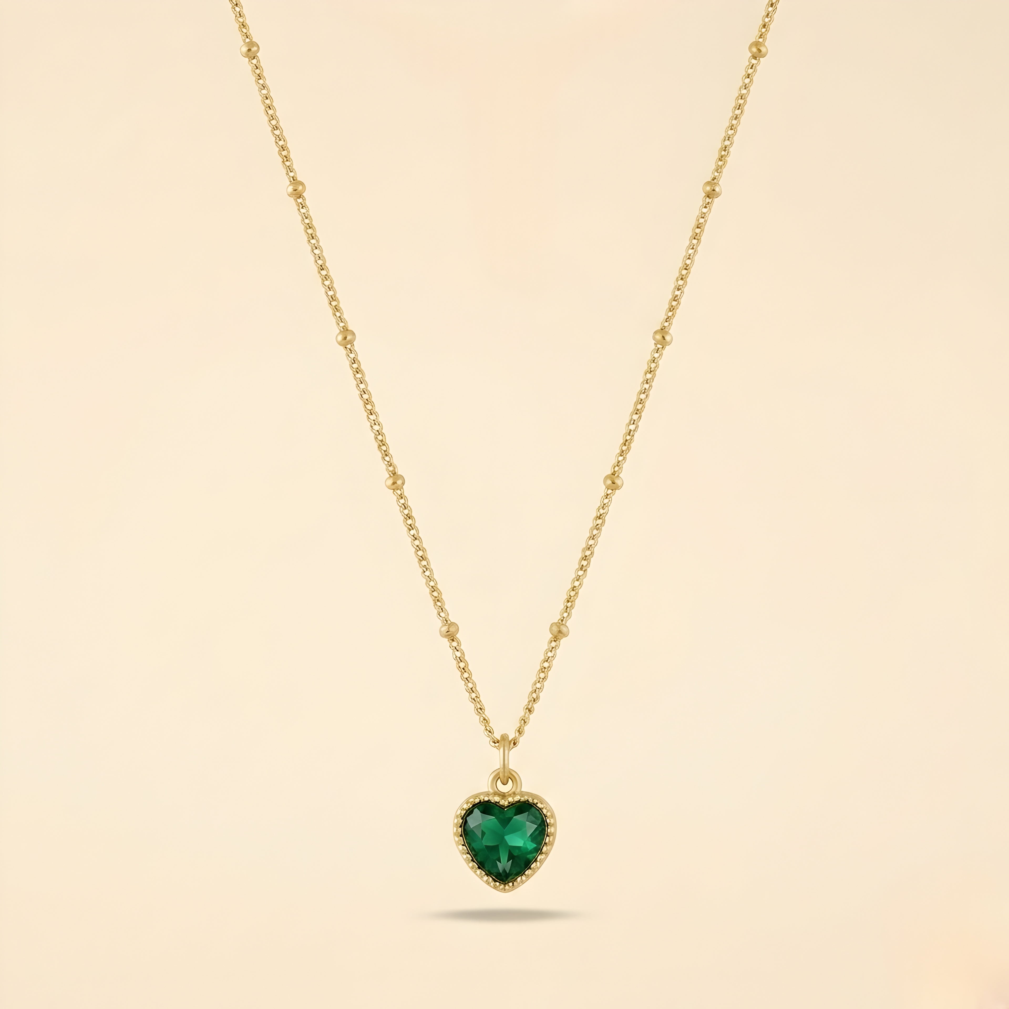 Emerald Heart Pendant Necklace